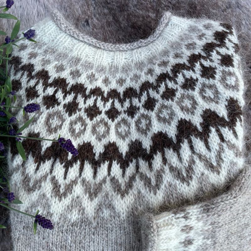 Riddari light beige heather - brun  garnpakke