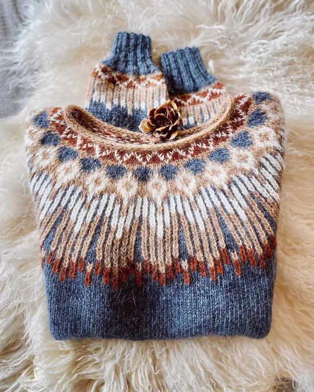 Hopi genser stone blue heather - rust garnpakke